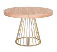 Menzzo Table Ronde Extensible SOARE - Chêne Clair - 4 à 12 Couverts - 3 rallonges intégrées - Pied Central métal - L110 x P110-260 x H76 cm