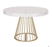 MENZZO Table ronde extensible Soare Effet Marbre pieds Or - table à manger
