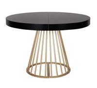 Menzzo Table Ronde Extensible SOARE - Noir - Table à Manger 120/160 cm - Plateau Rond avec rallonge - Design Moderne 4 à 6 Personnes