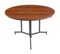 Menzzo Table Ronde Pliable Cokelio - Métal & Plateau 3 Parties Bois Noisette - Ø 120 cm - Table Gain de Place pour Salle à Manger ou Cuisine