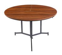 Menzzo Table Ronde Pliable Cokelio - Métal & Plateau 3 Parties Bois Noisette - Ø 120 cm - Table Gain de Place pour Salle à Manger ou Cuisine