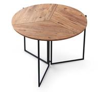 Menzzo Table Ronde Pliable Gain de Place Origami Ø100cm Chêne Clair et Métal Noir