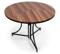 MENZZO Table ronde pliante gain de place Foldine Ø80cm Métal Noir et Bois noisette