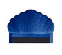 Menzzo Tête de Lit Capitonnée Mermaid pour Lit 140 cm Velours Bleu - Design Coquillage Glamour
