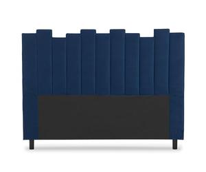 Menzzo Tête de Lit Lucky 160 cm Velours Bleu - Tête de Lit Design Moderne à Bandes Verticales - Décoration Chambre Adulte Élégante et Cocooning sans Fixation