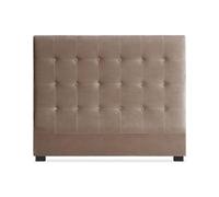 Menzzo Tête de Lit Luxor 140 cm Velours Taupe - Tête de Lit Capitonnée Design Moderne pour Lit Double - Décoration Chambre Adulte Élégante sans Fixation
