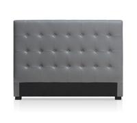 Menzzo Tête de lit Luxor 160 cm en Tissu Gris capitonné - Design Moderne élégant - Tête de lit rembourrée pour lit Double - L160 x P8 x H120 cm
