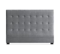 Menzzo Tête de lit Luxor 160 cm - Velours Argent capitonné - Design Chic Contemporain - Tête de lit rembourrée pour lit Double - L160 x P10 x H120 cm