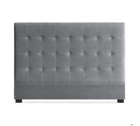 Menzzo Tête de lit Luxor 160 cm - Velours Argent capitonné - Design Chic Contemporain - Tête de lit rembourrée pour lit Double - L160 x P10 x H120 cm