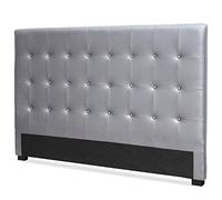 Menzzo Tête de Lit Luxor 180 cm Argent - Tête de Lit Capitonnée Design Moderne - Décoration Chambre Adulte Élégante - L180 x P8 x H122 cm