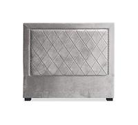 Menzzo Tête de lit Meghan 140 cm Velours Argent - Design capitonné avec Coutures décoratives, élégante et Cosy