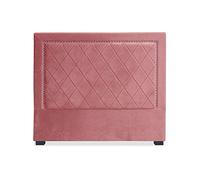 Menzzo Tête de lit Meghan 140 cm Velours Rose - tête de lit capitonnée Design - Compatible lit Double 140 cm - Panneau décoratif Chambre Adulte - Style Chic et cocooning