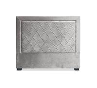 Menzzo Tête de lit Meghan 140 cm Velours Argent - Design capitonné avec Coutures décoratives - Tête de lit élégante et Cosy