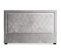 Menzzo Tête de lit Meghan 180 cm - Velours Argent - Panneau rembourré Design Moderne - Fixation Murale - Chambre élégante et Confortable