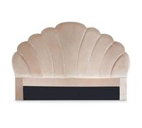 Menzzo Tête de Lit Mermaid 160 cm Velours Taupe - Design Coquillage Matelassée - Décoration Chambre Élégante