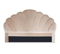 Menzzo Tête de lit Mermaid 180 cm Velours Taupe matelassé - Design Coquillage Glamour, Compatible sommier Standard, décoration Chambre Chic