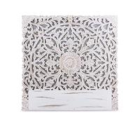 Menzzo Tête de lit Serena 140 cm Bois sculpté Blanc - L140 x P3,5 x H140 cm - Design Chic et décoratif