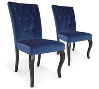 Paris Prix Chaises Lucky – Velours H. 106 cm – Lot de 2 Bleu