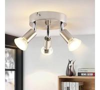 meoaow Plafonnier LED GU10 3 Spots argenté orientable 350°