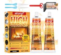 Meoeot Colle Haute Température, Mastic Refractaire, Colle Haute Temperature Four, Colle Barbecue pour Fours, Cuisinières, Cheminées, Poêles, Cheminee, Four à micro-ondes,Plaque à induction,Noir,100 ML