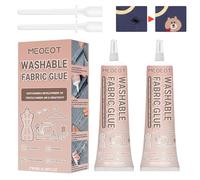 Meoeot Colle pour Tissus, Colle Textile Extra Forte, Colletextile Permanente Résiste Lavage, Colletissus Couture, Adhésif Textile pour DIY, Tissus, Jeans, Tricotés, Réparation de Poupée, 2 * 60ml