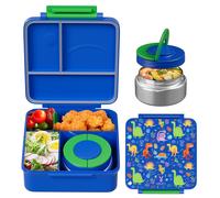 Meoky Boîte repas avec compartiments bleu/vert et dinosaures - 1,5 L