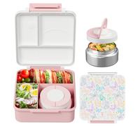Meoky Boîte repas compartimentée 54 oz à loquet unique - Papillon blanc