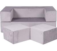 MEOWBABY® Canapé pour enfants Canapé Meuble rembourré pour enfants Ensemble de meubles Canapé en tissu velours taille miniature, Cube, Velours, Gris