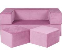 MEOWBABY® Canapé pour enfants Canapé Meuble rembourré pour enfants Ensemble de meubles Canapé en tissu velours taille miniature, Cube, Velours, Rose