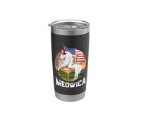Meowica Cat Unicorn American Flag 4th Of July Patriotic Gobelet isotherme en acier inoxydable double paroi
