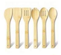 MeoZynxadril 6 Pièces Ustensiles de Cuisine en Bambou - Spatule, Cuillère en Bois - Ensemble pour la Cuisine