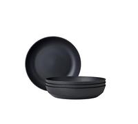 Mepal - Assiette creuse 4 pièces Silueta - Lavable au lave-vaisselle et résistant au micro-ondes - Assiettes en plastique - Assiettes plates - Vaisselle - 21 cm - Nordic black