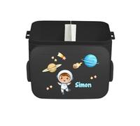 Mepal Bento Take a Break Boîte à déjeuner personnalisée pour garçon avec insert compartiments, boîte à lunch avec nom, motif astronaute midi, imprimé coloré, noir