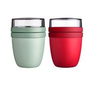 Mepal | Boîte à déjeuner Ellipse Mixed | Sage nordique + rose nordique | Gobelet à céréales à emporter | Division pour yaourt et céréales | 500 ml + 200 ml | Passe au congélateur, au micro-ondes et au