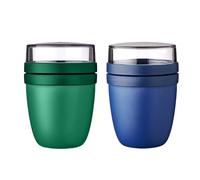 Mepal | Boîte à déjeuner Ellipse Mixed | Vert vif + bleu vif | Gobelet à céréales à emporter | Compartiments pour yaourt et céréales | 500 ml + 200 ml | Passe au congélateur, au micro-ondes et au