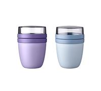 Mepal | Boîte à déjeuner Ellipse Mixed | Violet vif + bleu nordique | Gobelet à céréales à emporter | Division pour yaourt et céréales | 500 ml + 200 ml | Passe au congélateur, au micro-ondes et au