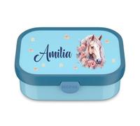 Mepal Boîte à déjeuner pour enfant avec compartiments - Motif cheval - Personnalisable - Motif campus avec nom imprimé coloré (bleu)