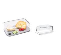 Mepal - Boîte à Fromage Modula - Boîte de Conservation avec Couvercle - Pour les Tranches et Morceaux de Fromage - Boîte avec Planche à Découper - 2800 ml & Beurrier - blanc - pour 250 gr de beurre