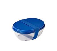 Mepal - Boîte à Salade Ellipse - Boîte avec Plusieurs Compartiments - Boîte à Bento pour les Salades en Déplacement - Déjeuner et Style de Vie Sain - 1300 ml + 600 ml - Vivid blue