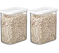 Mepal - Boîte Conservation Alimentaire Rectangulaires Modula - Boîte de Stockage Transparente avec Couvercle - Boîte de Rangement Cuisine - Empilable & Hermétique - 1500 ml - White (Lot de 2)