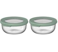 Mepal - Boîte de Conservation Ronde en Verre Cirqula - Résistant à la Chaleur - Convient pour Four, Micro-ondes, Congélateur et Lave-vaisselle - Boite Alimentaire Verre - 350 ml - Nordic sage