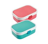 Mepal Campus - Lot de 2 boîtes à déjeuner colorées en plastique avec insert à bento et fourchette - 700 ml - Avec fermeture à clip - ABS - 17,8 x 13,2 x 6,1 cm - Turquoise et rose