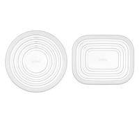 Mepal Cirqula Lot de couvercles ronds et rectangulaires pour micro-ondes - Couvercle résistant à la chaleur pour récipient de conservation Mepal's Cirqula - Couvercle transparent - Passe au