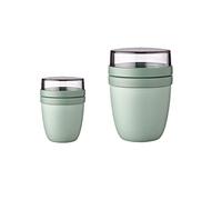Mepal Ellipse Lot de 2 pots à déjeuner, gobelet pratique pour céréales, yaourt, à emporter, va au congélateur, au micro-ondes et au lave-vaisselle,300 et 500 ml, vert (Nordic Sage)