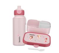 Mepal Ensemble boîte à goûter et gourde personnalisées, boîte à déjeuner pour enfant avec compartiments, boîte à déjeuner et bouteille d'eau avec nom, anti-fuite, motif ballerine colorée (rose)