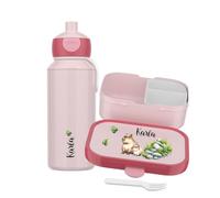 Mepal Ensemble boîte à goûter et gourde personnalisées, boîte à déjeuner pour enfant avec compartiments, boîte à déjeuner et bouteille d'eau avec nom - Anti-fuite - Avec impression colorée Capybara