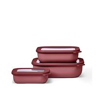 Mepal - Ensemble de 3 bols multifonctions Cirqula Rectangulaire - Boîtes de Hermétique avec Couvercle - Convient pour le Réfrigérateur, Micro-ondes & Congélateur - 500, 1000, 2000 ml - Vivid mauve