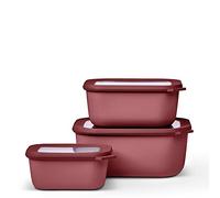 Mepal - Ensemble de 3 bols multifonctions Cirqula Rectangulaire - Boîtes de Hermétique avec Couvercle - Convient pour le Réfrigérateur, Micro-ondes & Congélateur - 750, 1500, 3000 ml - Vivid mauve