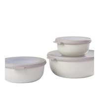 Mepal - Ensemble de 3 Bols Multifonctions Cirqula Rond - Boîtes Conservation Alimentaire avec Couvercle - Convient pour le Réfrigérateur, Micro-ondes & Congélateur - 350, 750, 1250 ml - Nordic white