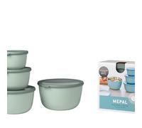 Mepal - Ensemble de 4 Bols Multifonctions Cirqula Rond - Boîtes Conservation Alimentaire avec Couvercle - Convient pour le Réfrigérateur, Micro & Congélateur - 500, 1000, 2000, 3000 ml - Nordic sage